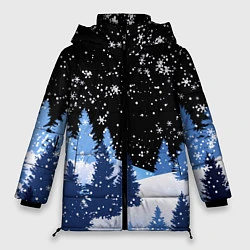 Женская зимняя куртка Снежная ночь в зимнем лесу