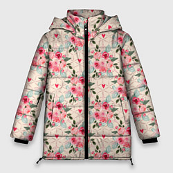 Куртка зимняя женская Полевые цветочки, цвет: 3D-черный