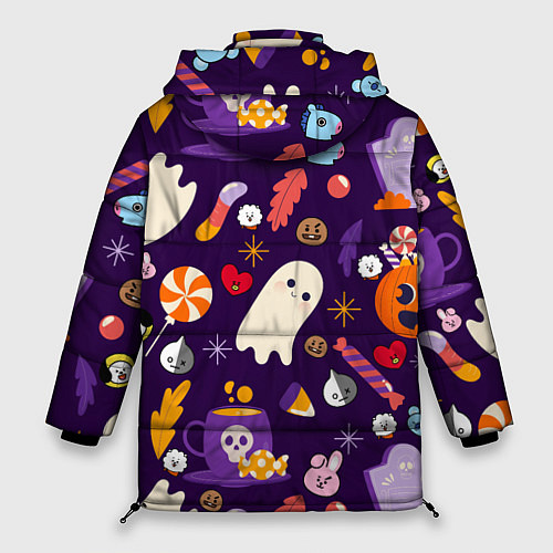 Женская зимняя куртка HALLOWEEN BTS BT21 PATTERN БТ21 БТС ХЕЛЛОУИН / 3D-Черный – фото 2