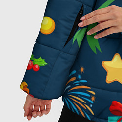 Куртка зимняя женская Новогодний Паттерн!, цвет: 3D-черный — фото 2