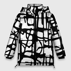 Куртка зимняя женская Черно-Белый мотив Cantabrigiensia, подходящий для, цвет: 3D-светло-серый