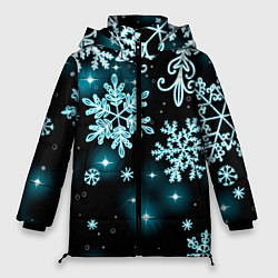 Куртка зимняя женская Космические снежинки, цвет: 3D-красный