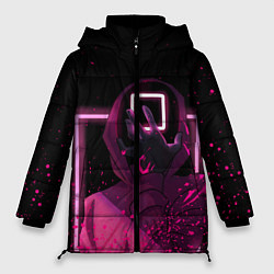 Куртка зимняя женская ИГРА В КАЛЬМАРА НЕОН, СТРАЖ КВАДРАТ 029, цвет: 3D-черный
