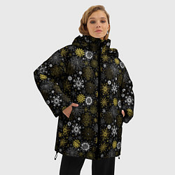 Куртка зимняя женская Зимние Узоры золотые, цвет: 3D-черный — фото 2
