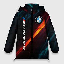Куртка зимняя женская BMW M PERFORMANCE NEON БМВ М НЕОН, цвет: 3D-черный