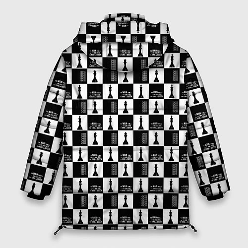 Женская зимняя куртка Шахматы Король и королева 2022 / 3D-Черный – фото 2