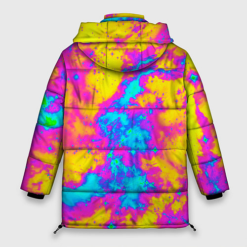 Женская зимняя куртка Яркая абстракция космических красок / 3D-Светло-серый – фото 2
