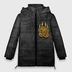 Куртка зимняя женская Волчий отпечаток золотом Символ Велеса, цвет: 3D-светло-серый