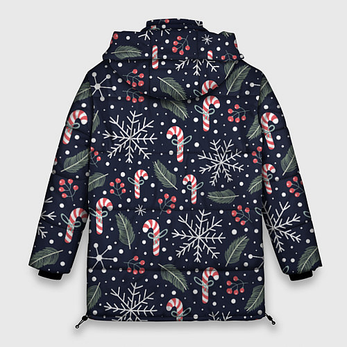 Женская зимняя куртка Паттерн с веточками / 3D-Черный – фото 2