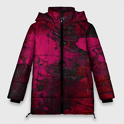 Куртка зимняя женская Бордовые мазки в тёмно-красных тонах, цвет: 3D-светло-серый
