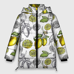 Куртка зимняя женская Лимонный паттерн, цвет: 3D-светло-серый