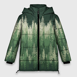Куртка зимняя женская Елки-палки, хвойный лес, цвет: 3D-красный