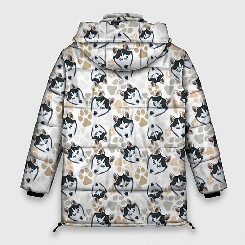 Женская зимняя куртка Собака Сибирский Хаски / 3D-Светло-серый – фото 2