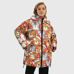 Куртка зимняя женская НОВОГОДНИЕ ТИГРЫ ПАТТЕРН 2022, цвет: 3D-светло-серый — фото 2