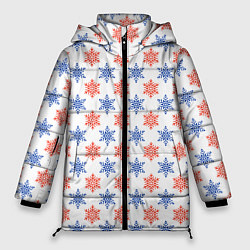 Куртка зимняя женская Снежинки паттернsnowflakes pattern, цвет: 3D-светло-серый
