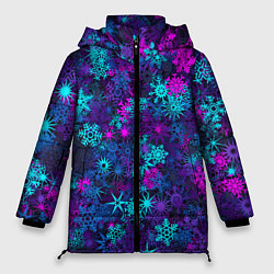 Куртка зимняя женская Неоновые снежинки, цвет: 3D-светло-серый