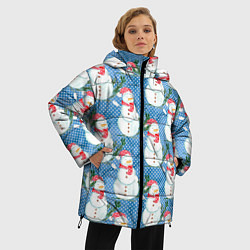 Куртка зимняя женская Много снеговиков, цвет: 3D-красный — фото 2