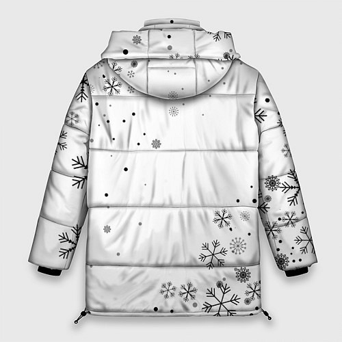 Женская зимняя куртка Новогодний тигр летящие снежинки / 3D-Черный – фото 2