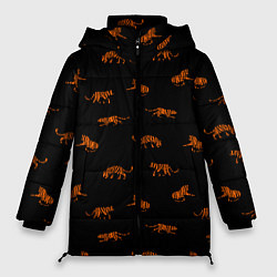Куртка зимняя женская Тигры паттерн Tigers pattern, цвет: 3D-красный