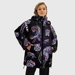 Куртка зимняя женская Космические тигры, цвет: 3D-черный — фото 2