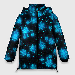 Куртка зимняя женская НОВОГОДНИЕ НЕОНОВЫЕ СНЕЖИНКИ 2022 НОВЫЙ ГОД, цвет: 3D-светло-серый