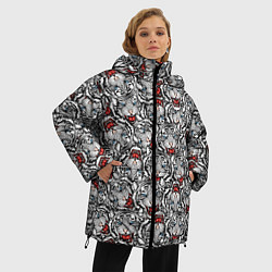 Куртка зимняя женская МНОГО ТИГРОВ НОВЫЙ ГОД 2022, цвет: 3D-красный — фото 2