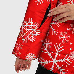 Куртка зимняя женская Летящие снежинки, цвет: 3D-красный — фото 2