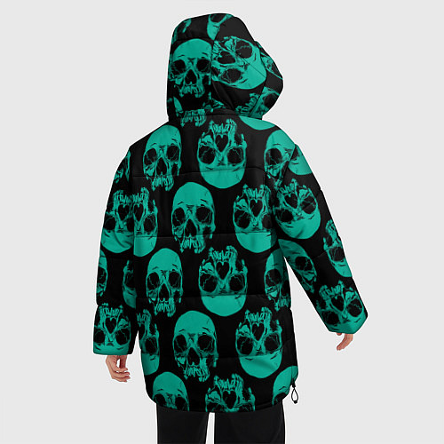 Женская зимняя куртка Узор из зелёных черепков / 3D-Светло-серый – фото 4