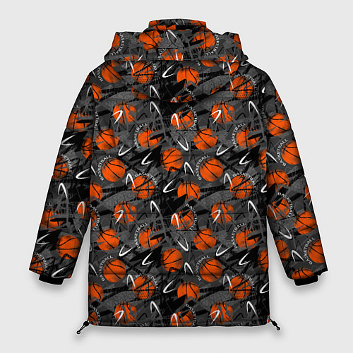 Женская зимняя куртка Баскетбольные Мячи Basketball / 3D-Черный – фото 2