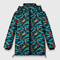 Куртка зимняя женская Рыболовные Воблеры, цвет: 3D-красный