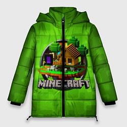 Куртка зимняя женская Minecraft Logo Green, цвет: 3D-черный