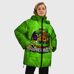 Куртка зимняя женская Minecraft Logo Green, цвет: 3D-черный — фото 2