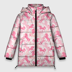 Куртка зимняя женская Розовые Единороги, цвет: 3D-красный