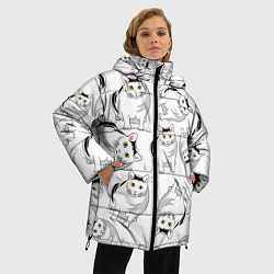 Куртка зимняя женская КОТИКИ МЕМ МЯУ, цвет: 3D-черный — фото 2