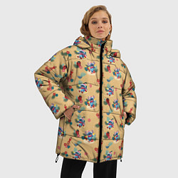 Куртка зимняя женская Новогодний паттерн Стич, цвет: 3D-черный — фото 2