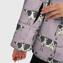 Куртка зимняя женская Коровы Паттерн, цвет: 3D-светло-серый — фото 2