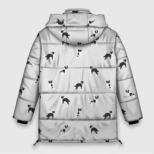 Женская зимняя куртка Черно-белые собачки паттерн / 3D-Светло-серый – фото 2
