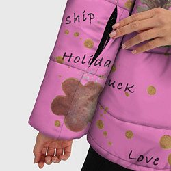 Куртка зимняя женская Праздничный принт Подарки, праздник, счастье, любо, цвет: 3D-красный — фото 2