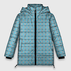 Куртка зимняя женская Новогодний узор голубой, цвет: 3D-черный