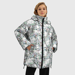 Куртка зимняя женская Купюры 1000 Рублей деньги, цвет: 3D-светло-серый — фото 2