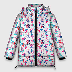 Куртка зимняя женская Символы Гендера любовь, цвет: 3D-красный