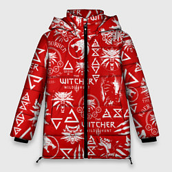 Куртка зимняя женская THE WITCHER LOGOBOMBING ЛОГОТИПЫ ВЕДЬМАКА, цвет: 3D-черный