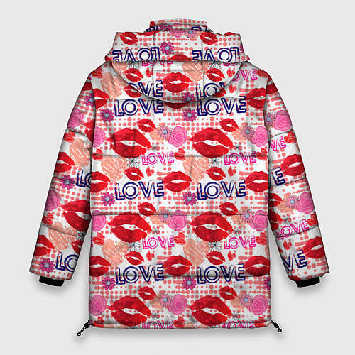 Женская зимняя куртка LOVE поцелуи / 3D-Красный – фото 2