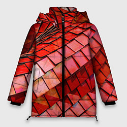 Куртка зимняя женская Красная спартаковская чешуя, цвет: 3D-красный