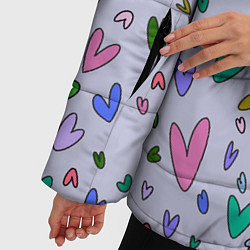 Куртка зимняя женская Сиреневые сердечки, цвет: 3D-светло-серый — фото 2