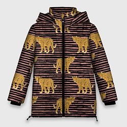 Куртка зимняя женская Леопарды паттерн, цвет: 3D-черный