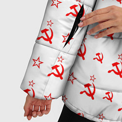 Куртка зимняя женская Серп и Молот СССР на белом фоне, цвет: 3D-светло-серый — фото 2