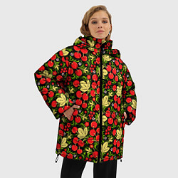 Куртка зимняя женская Черешни хохлома, цвет: 3D-светло-серый — фото 2