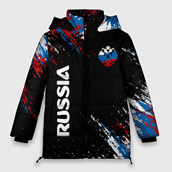 Куртка зимняя женская Russia Штрихи в цвет Флага, цвет: 3D-черный