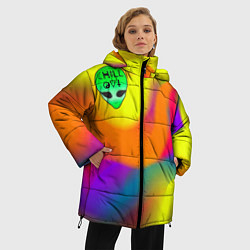 Куртка зимняя женская Chill out зеленый человечек, цвет: 3D-красный — фото 2